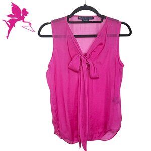 RALPH LAUREN BLUE LABEL Tie Front Silk Blouse